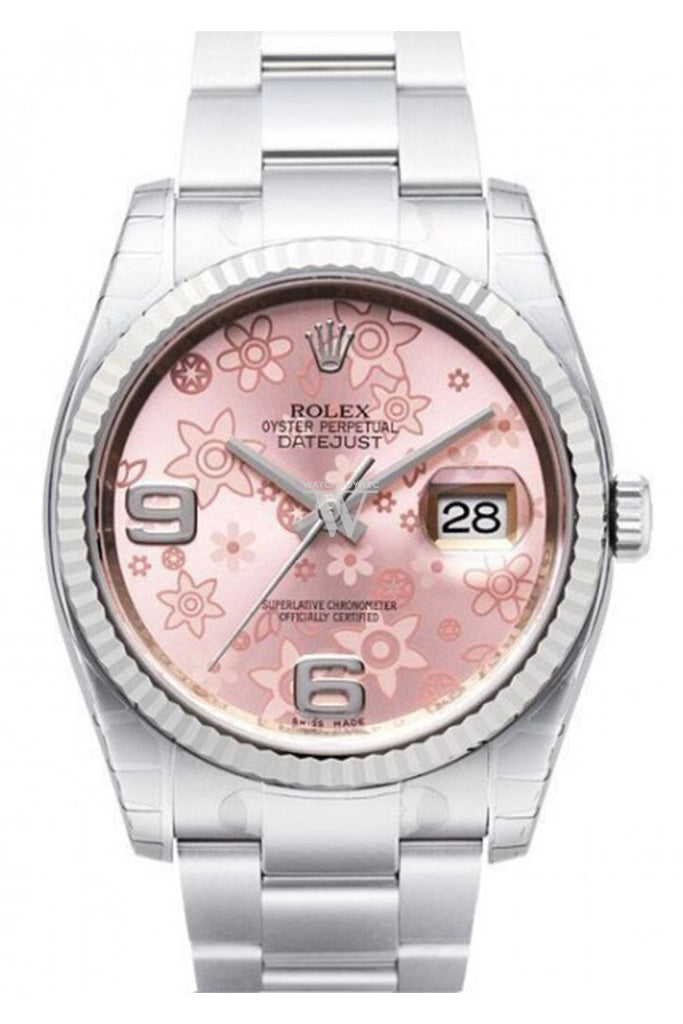 Rolex Datejust 36 Pink Floral Dial Steel and 18k Gold Ladies Watch 116234 Pre-owned