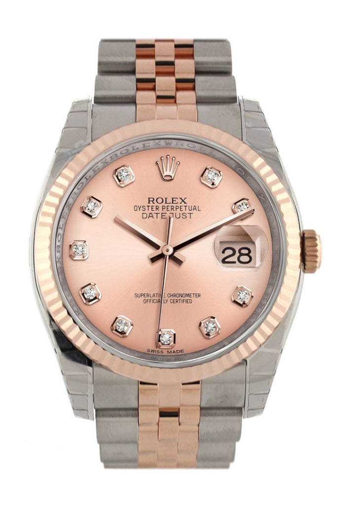 Rolex Datejust 36 Pink diamonds Dial Fluted Steel and 18k Rose Gold Jubilee Watch 116231