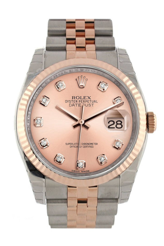 Rolex Datejust 36 Pink diamonds Dial Fluted Steel and 18k Rose Gold Jubilee Watch 116231