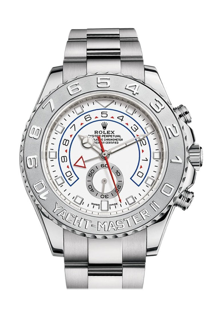 ROLEX Yacht-Master II 44 Blue Hands White Gold Mens Watch 116689