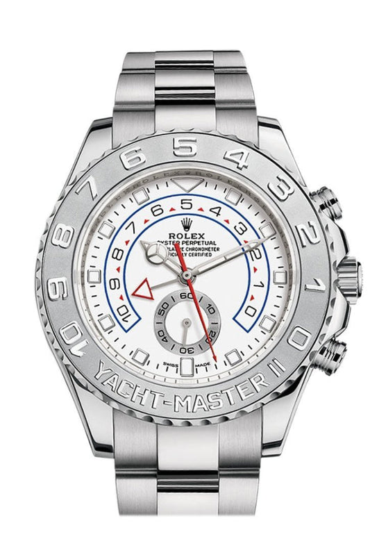 ROLEX Yacht-Master II 44 Blue Hands White Gold Mens Watch 116689