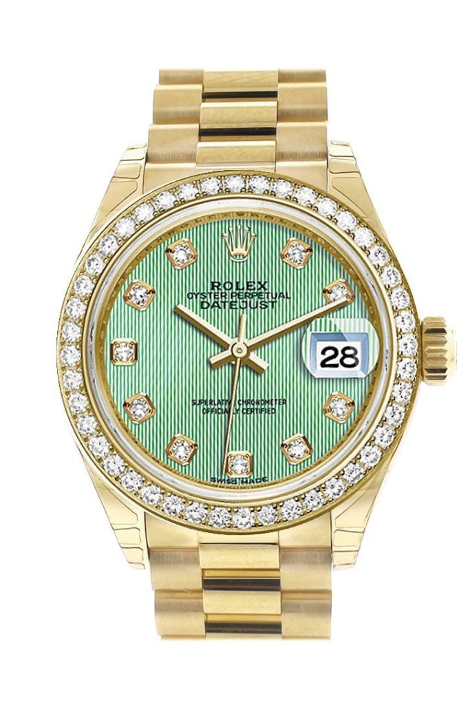 Rolex Datejust 28 Mint Diamond Dial Diamond Bezel President Ladies Watch 279138RBR NP