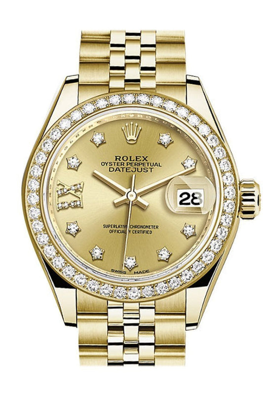 Rolex Datejust 28 Champagne Star Diamond Dial Diamond BezelJubilee Ladies Watch 279138RBR NP