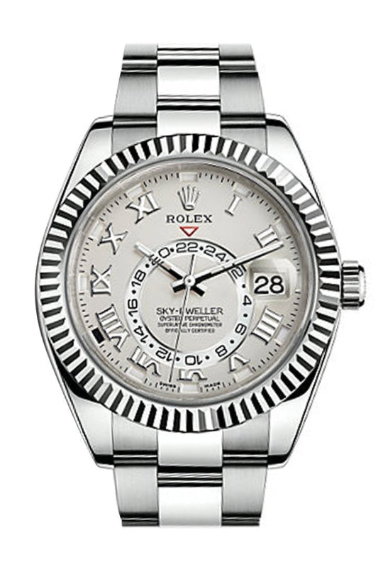 Rolex Sky Dweller White Dial 18K White Gold Bezel White Gold Oyster Men's Watch 326939