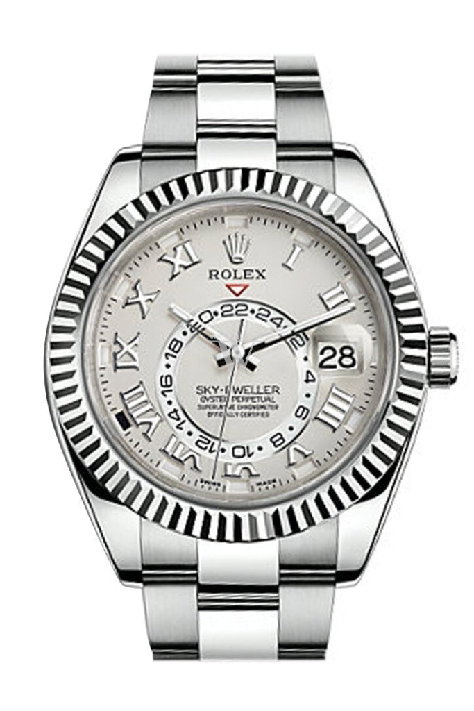 Rolex Sky Dweller White Dial 18K White Gold Bezel White Gold Oyster Men's Watch 326939