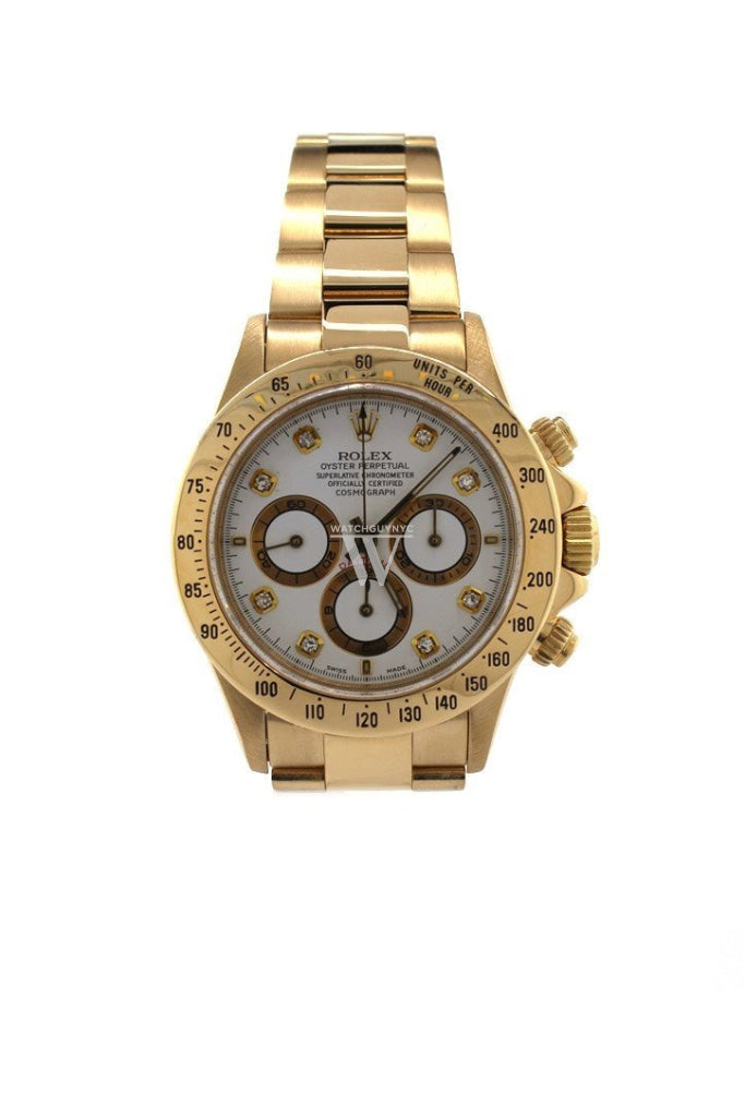 Rolex Daytona Zenith 18k Yellow Gold White Diamonds Dial Watch 16528