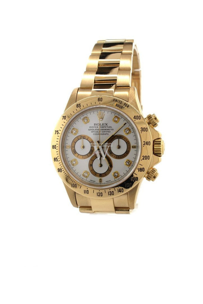 Rolex Daytona Zenith 18k Yellow Gold White Diamonds Dial Watch 16528