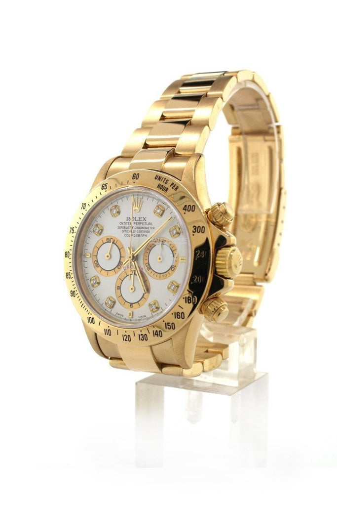 Rolex Daytona Zenith 18k Yellow Gold White Diamonds Dial Watch 16528