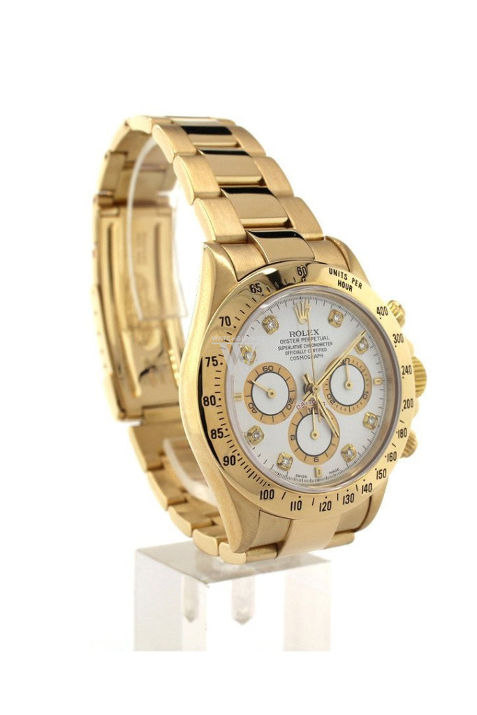 Rolex Daytona Zenith 18k Yellow Gold White Diamonds Dial Watch 16528