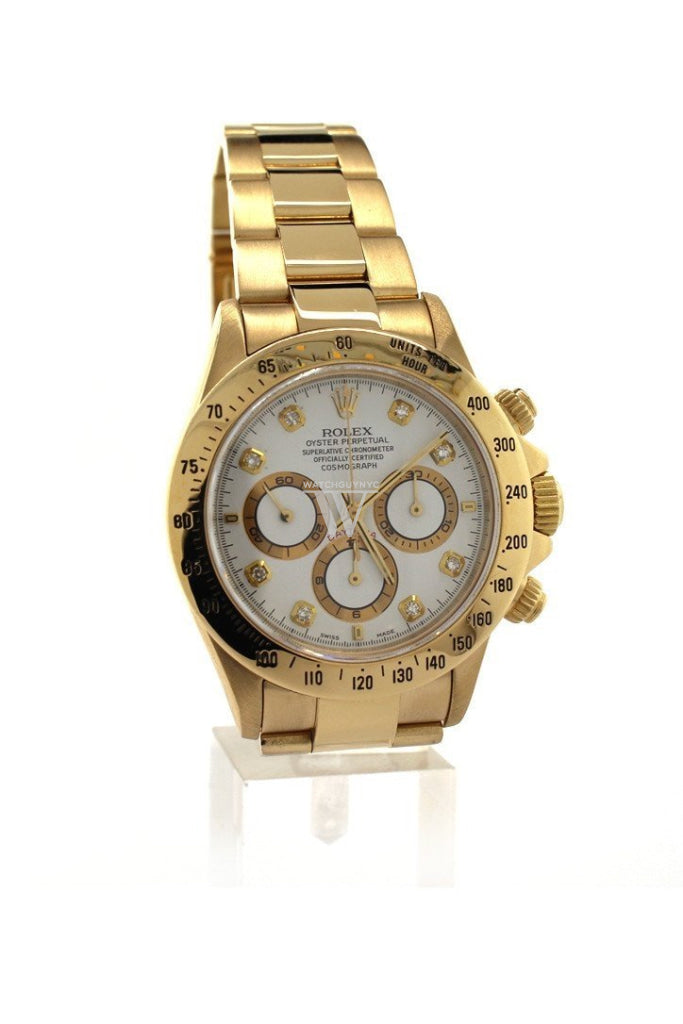 Rolex Daytona Zenith 18k Yellow Gold White Diamonds Dial Watch 16528