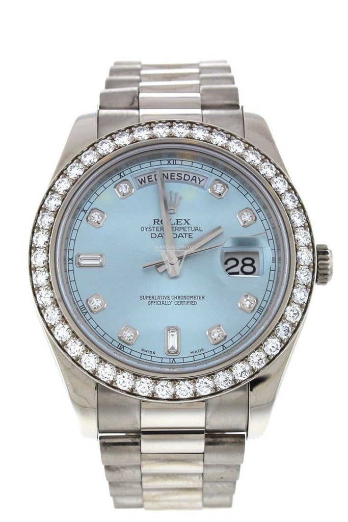 ROLEX Day-Date II 41 Blue Dial 18K White Gold President Men's Watch 218349 Pre owned Watch