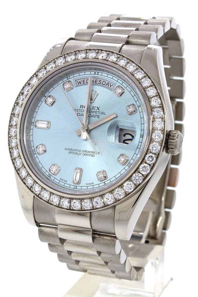 ROLEX Day-Date II 41 Blue Dial 18K White Gold President Men's Watch 218349 Pre owned Watch