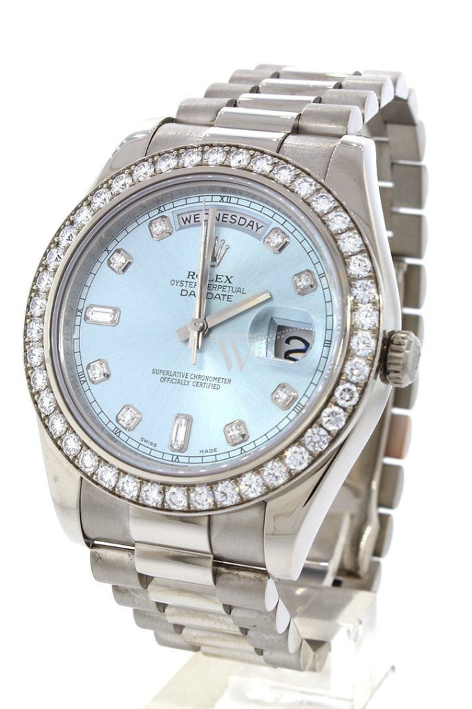 ROLEX Day-Date II 41 Blue Dial 18K White Gold President Men's Watch 218349 Pre owned Watch