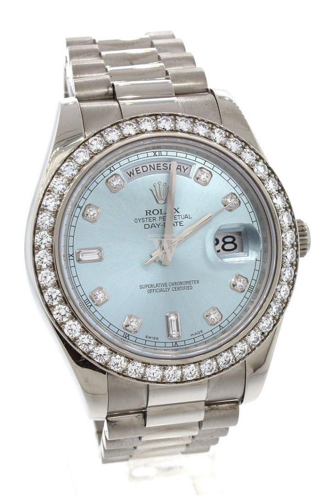 ROLEX Day-Date II 41 Blue Dial 18K White Gold President Men's Watch 218349 Pre owned Watch