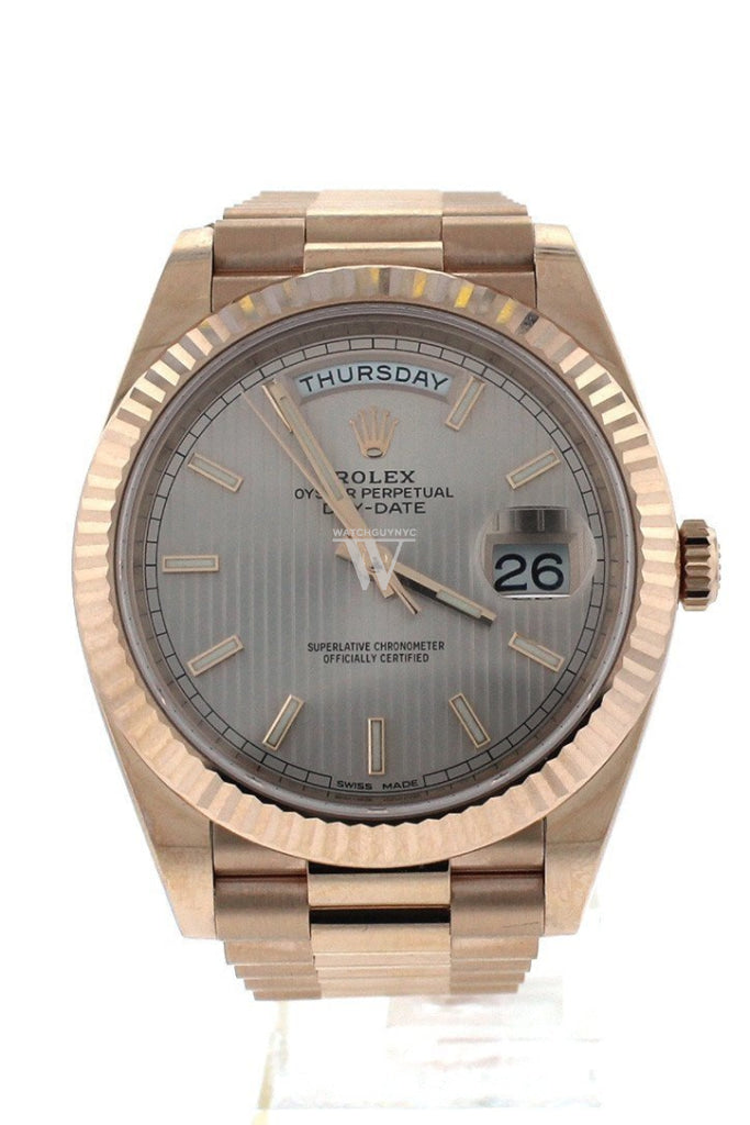 Rolex Day-Date 40 Sundust Stripe Dial 18K Everose Gold Men's Watch 228235 DC