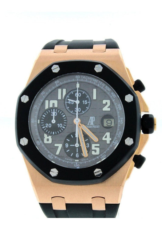 Audemars Piguet Royal Oak Offshore Black Dial 18kt Rose Gold Black Rubber Chronograph Men's Watch 26178OK.OO.D002CA.01
