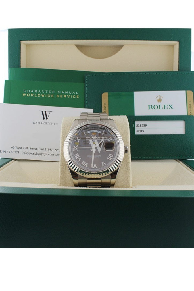 Rolex Day-Date II 41mm President White Gold Chocolate Dial Men’s Watch 218239