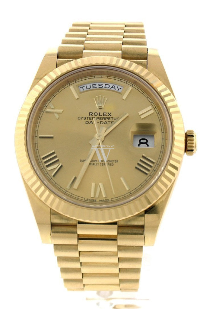 Rolex Day-Date 40 Champagne Roman Dial 18K Yellow Gold President Automatic Men's Watch 228238