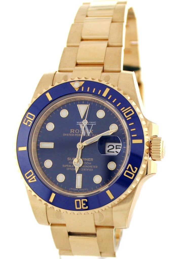 Rolex Submariner Date 40 Blue Dial 18k Yellow Gold Mens Watch 116618LB 116618