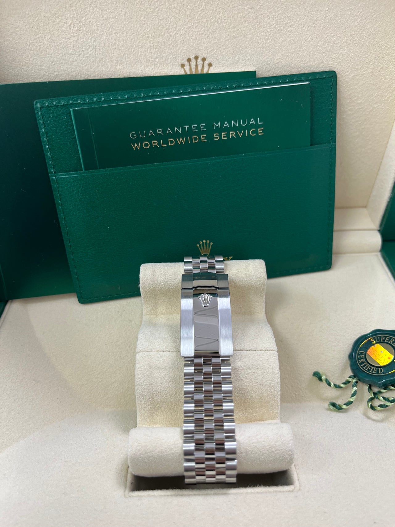 Rear view of pre-owned Rolex Datejust 41mm 126334 showing stainless steel caseback and Jubilee bracelet with Oyster clasp – Rolex luxury watch in like-new 2025 condition from Global Sky Diamonds – globalskydiamond.com