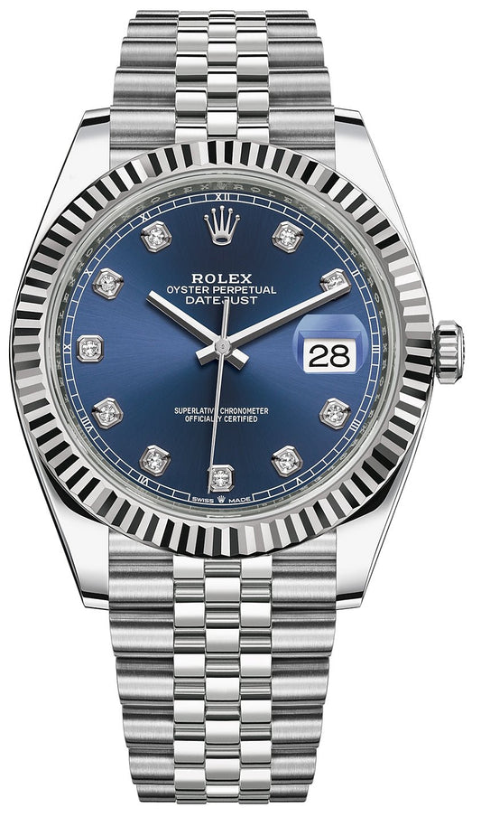 Rolex Datejust 41 Blue Diamond Dial Men’s Watch 126334 – White Gold & Steel