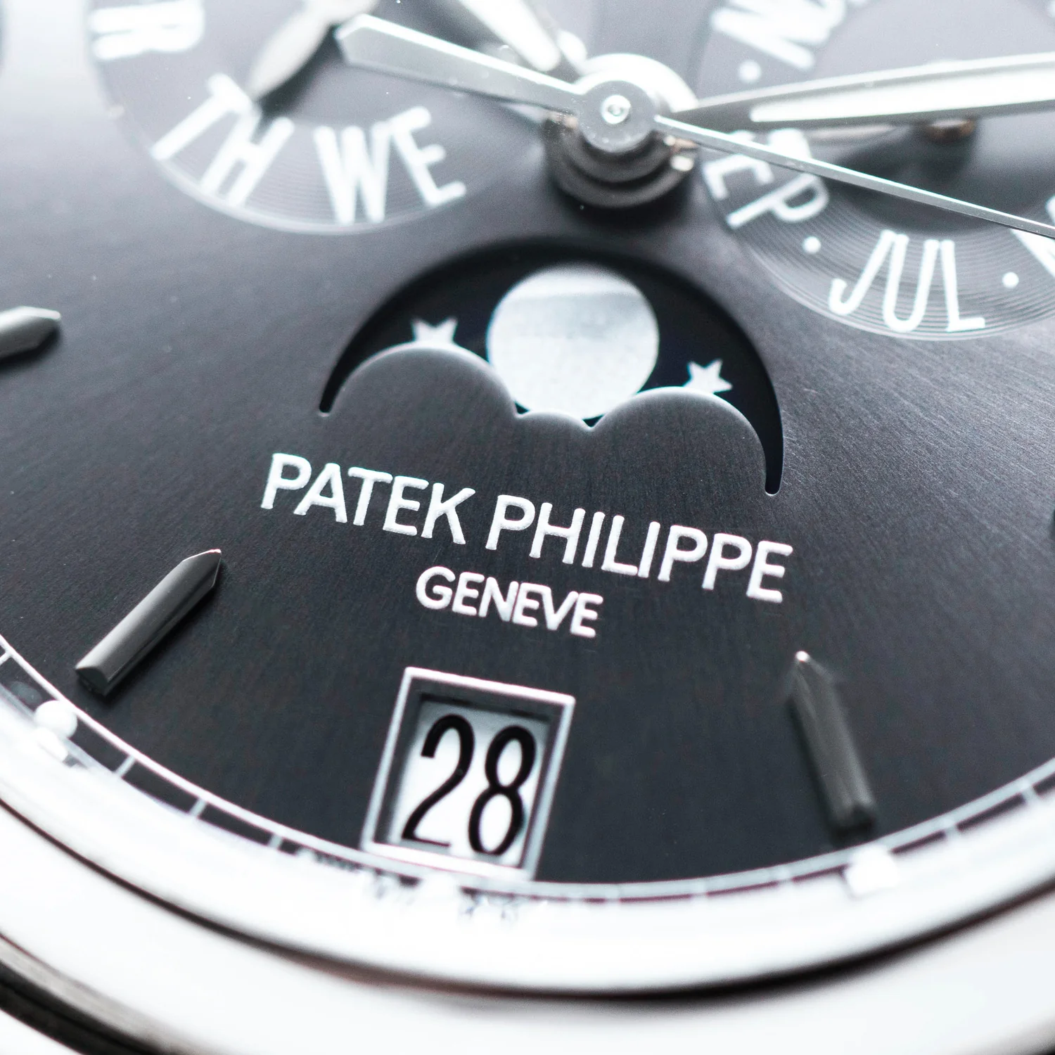 Close-up of Piaget logo on luxury watch dial showcasing fine detailing and elegant craftsmanship – available at globalskydiamond.com in NYC’s Diamond District, 44 W 47th St Booth GF-10.