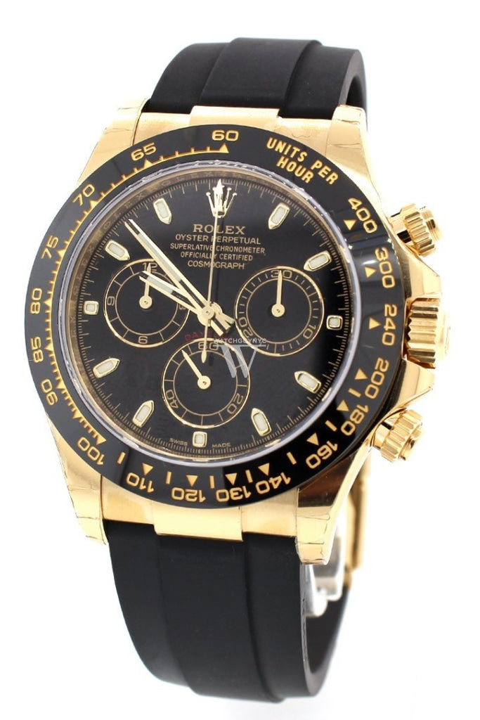 Rolex Cosmograph Daytona Black Dial Oysterflex Strap Mens Yellow Watch116518LN 116518