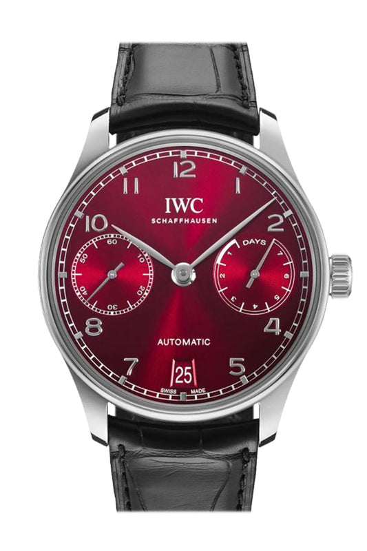 IWC Portuguese 7 Day Power Reserve SS 42 Red Dial Watch IW500714