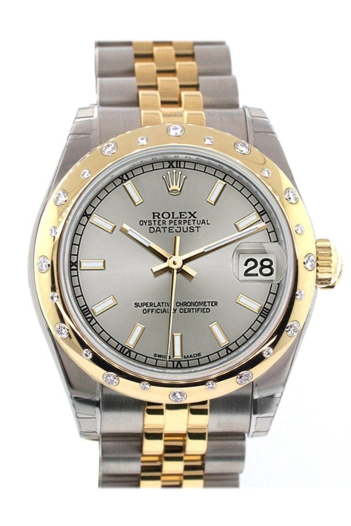 Rolex Datejust 31 Silver Dial Diamond Bezel 18K Gold Two Tone Jubilee Ladies 178343 Pre-owned