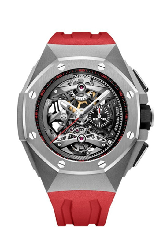 Audemars Piguet Royal Oak Concept 44 Tourbillon Chronograph in Titanium  Red Rubber Strap with Skeleton Dial 26587TI.OO.D067CA.01