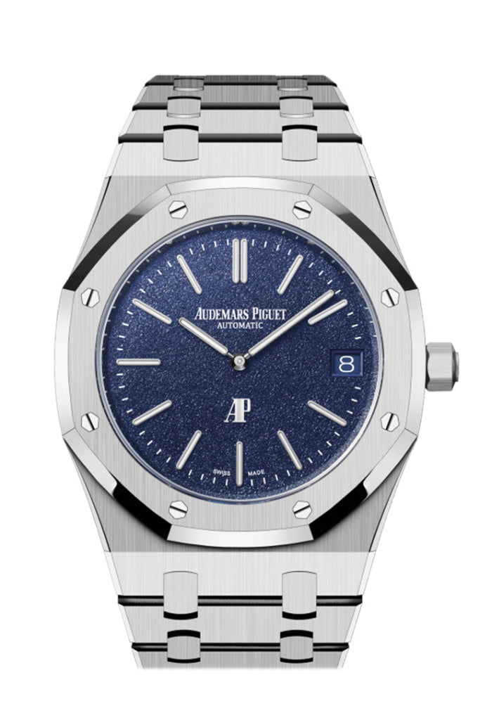 Audemars Piguet Royal Oak 39 Jumbo Extra Thin White Gold Grainy Blue Dial Watch 16202BC.OO.1240BC.02