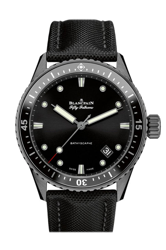 Blancpain Fifty Fathoms Bathyscaphe Automatic Black Dial Black Fabric Men's Watch 5000-0130-B52A    JD