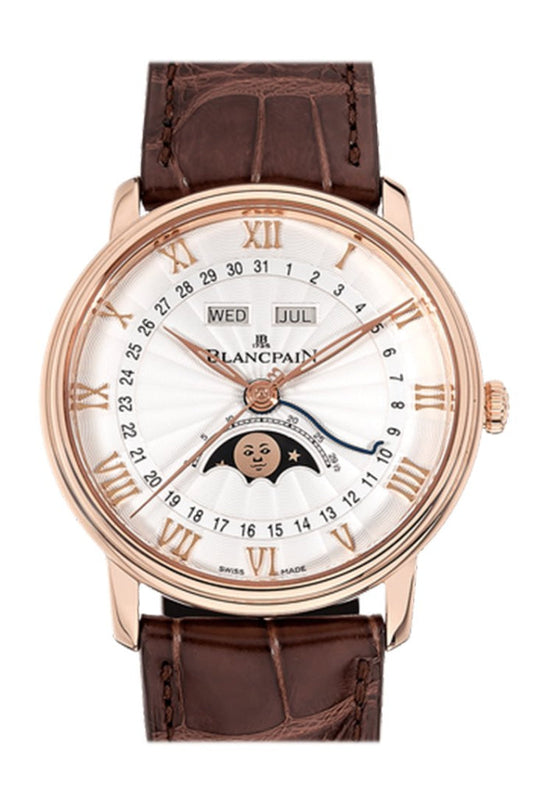 Blancpain Villeret Moonphase White Dial 18kt Rose Gold Brown Leather Men's Watch 6654-3642-55B   JD