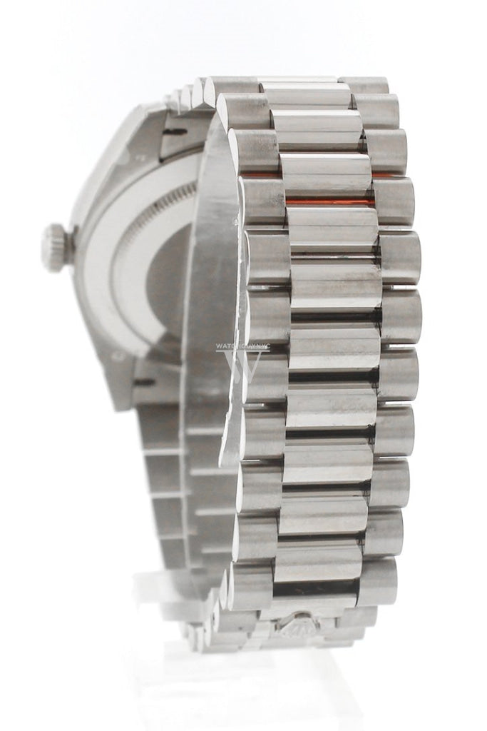 Rolex Day-Date 40 Silver Roman Dial Fluted Bezel White Gold President Automatic Men's Watch 228239 DC