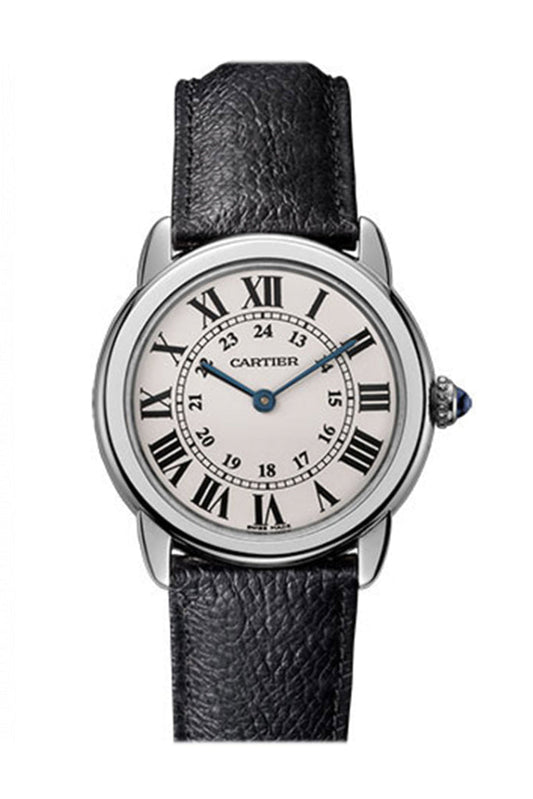 Cartier Ronde Solo Small Silvered Light Opaline Dial Ladies Watch leather band WSRN0019