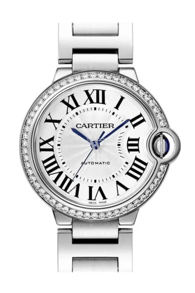 Cartier Ballon Bleu De Cartier 36mm Diamond Bezel Silver Dial	W4BB0024