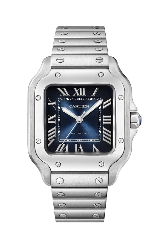 Cartier Santos de Cartier Blue Dial Watch  35.1 mm Steel Case  WSSA0063
