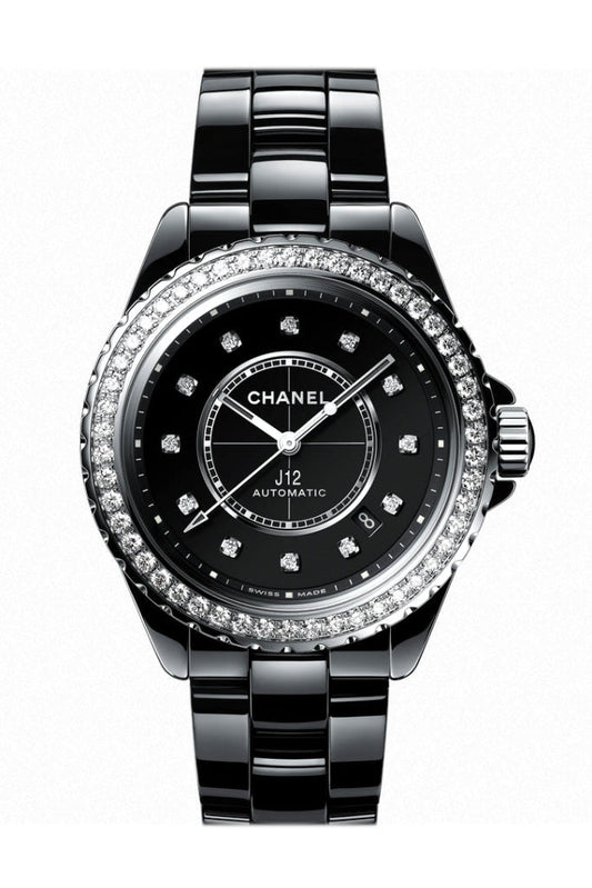 Chanel J12 Automatic Diamond Black Dial Ladies Watch H6526 JD