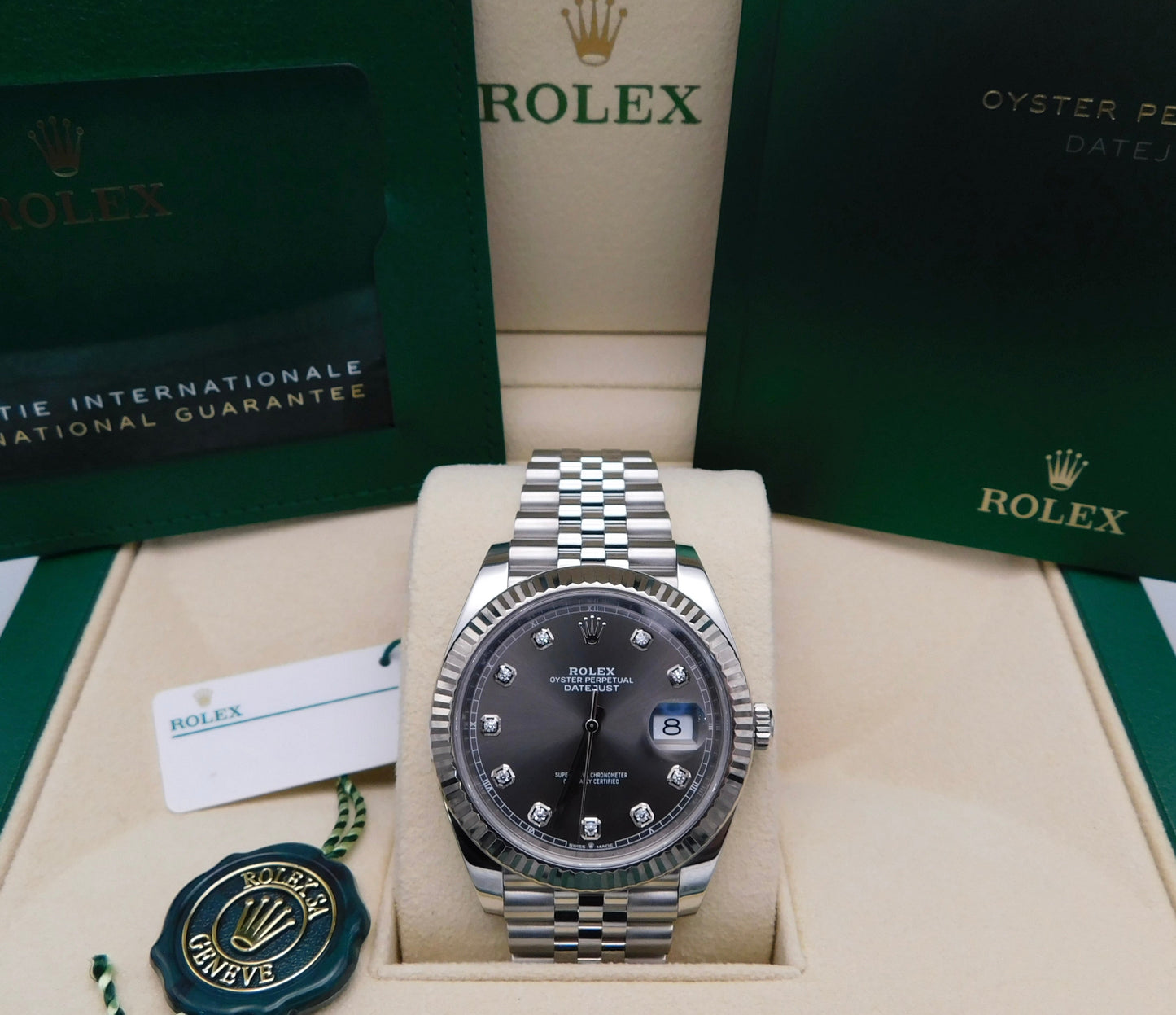 ROLEX DATEJUST 41MM RHODIUM DIAMOND