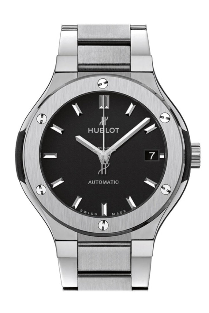 Hublot Classic Fusion Matte Black Dial Automatic Titanium Ladies Watch 585.NX.1170.NX