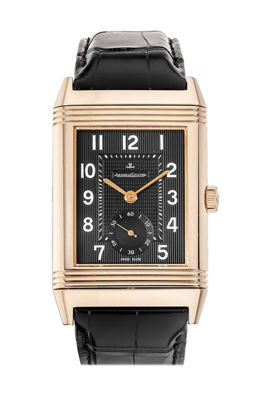 JAEGER JLC Grand Reverso 976 Black Dial  Black Croc Watch 3732470
