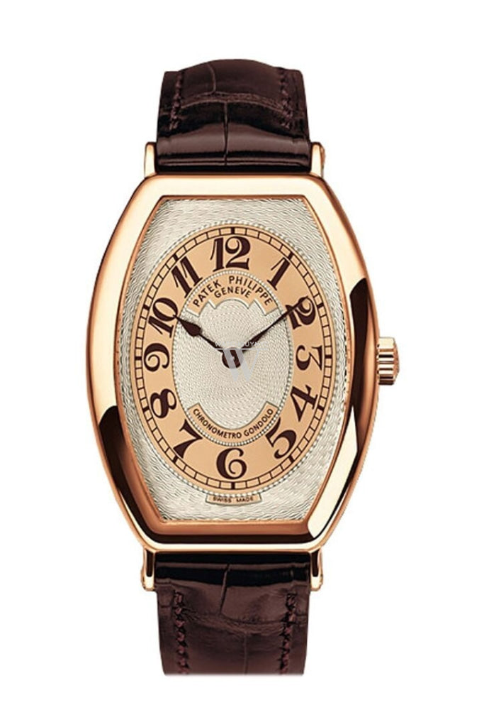 Patek Philippe Gondolo Silver Brown Dial 18kt Rose Gold Brown Leather Men's Watch 5098R