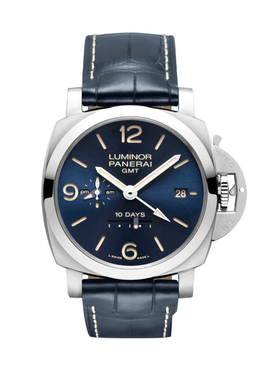 Panerai Panerai Panerai Luminor 10 Day Blue Dial PAM00986 luxury watch by Global Sky Diamonds, Diamond District NYC, mazalito