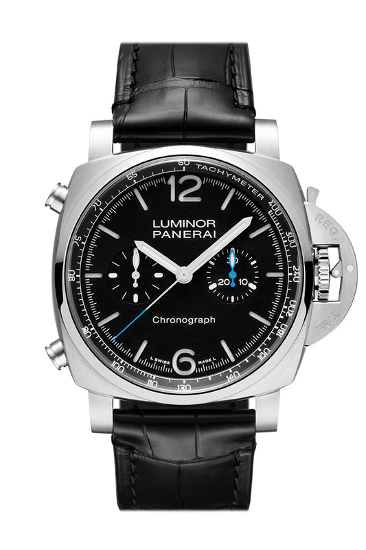 Panerai Panerai Panerai Luminor Chrono 44 Black Dial Watch PAM01109 luxury watch by Global Sky Diamonds, Diamond District NYC, mazalito