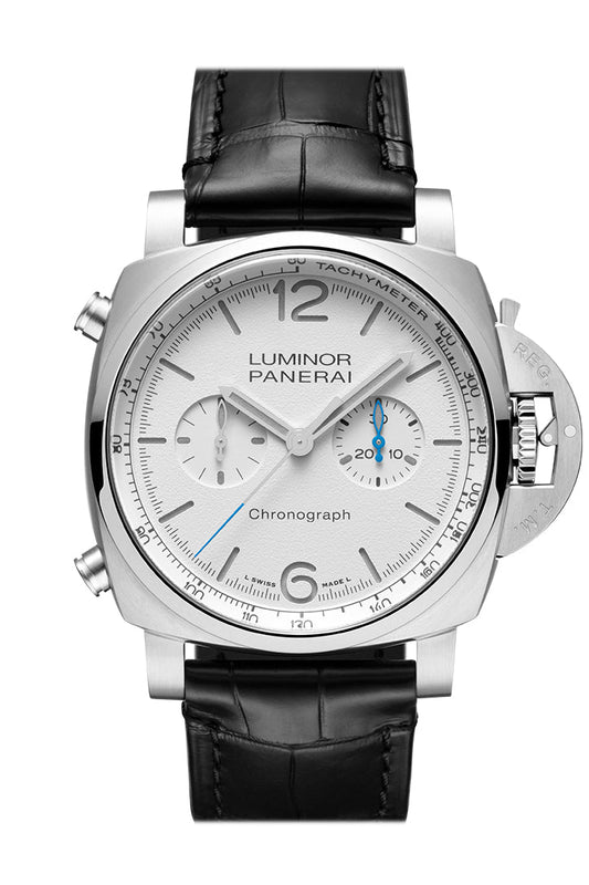 Panerai Panerai Panerai Luminor Chrono 44 White Dial PAM01218 luxury watch by Global Sky Diamonds, Diamond District NYC, mazalito