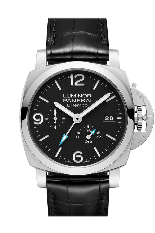 Panerai Panerai Panerai Luminor BiTempo 44 Black Dial PAM01360 luxury watch by Global Sky Diamonds, Diamond District NYC, mazalito