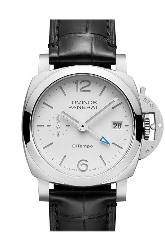 Panerai Panerai Panerai Luminor BiTempo 40 White Dial PAM01367 luxury watch by Global Sky Diamonds, Diamond District NYC, mazalito