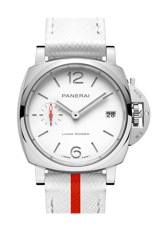 Panerai Panerai Panerai Luminor Luna Rossa 38 White Dial PAM01378 luxury watch by Global Sky Diamonds, Diamond District NYC, mazalito