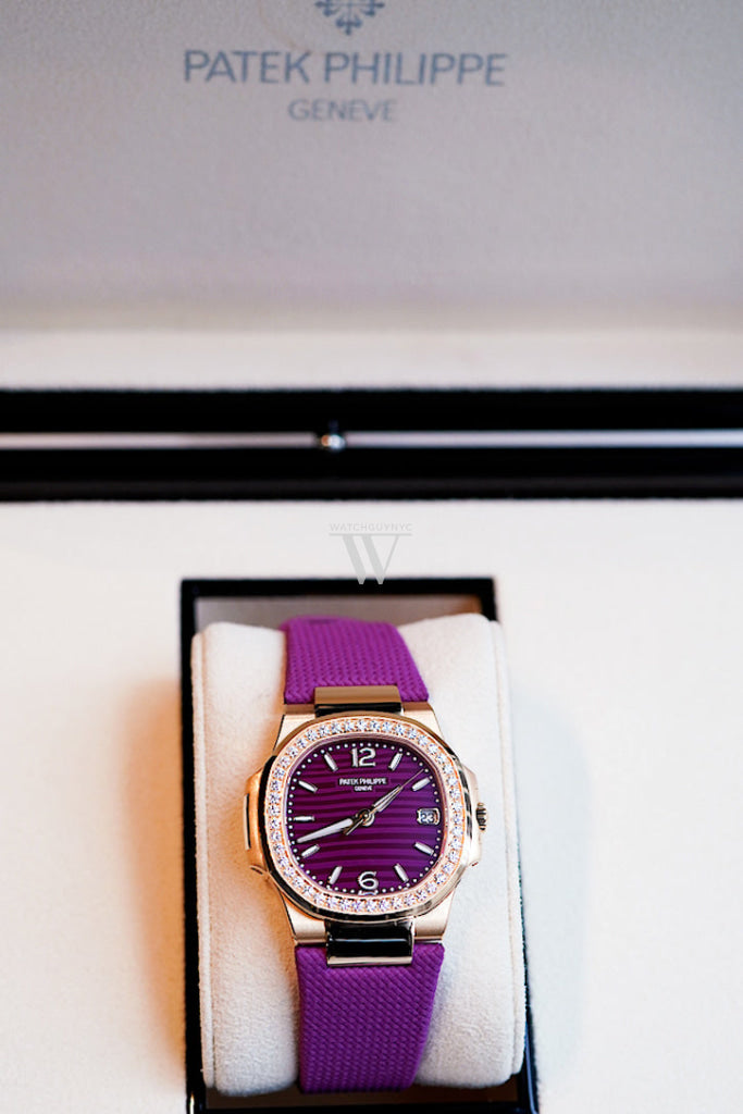 Patek Philippe Nautilus Diamonds Purple Dial Rose Gold Ladies Watch 7010R-013