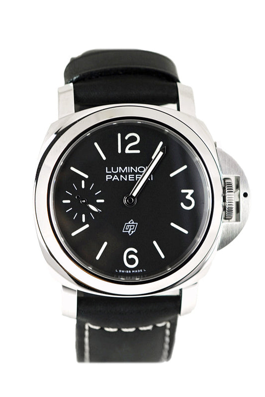 Panerai Panerai Pre-owned Panerai Luminor Logo Hand Wind Black Dial Men's Watch PAM010 luxury watch by Global Sky Diamonds, Diamond District NYC, mazalito